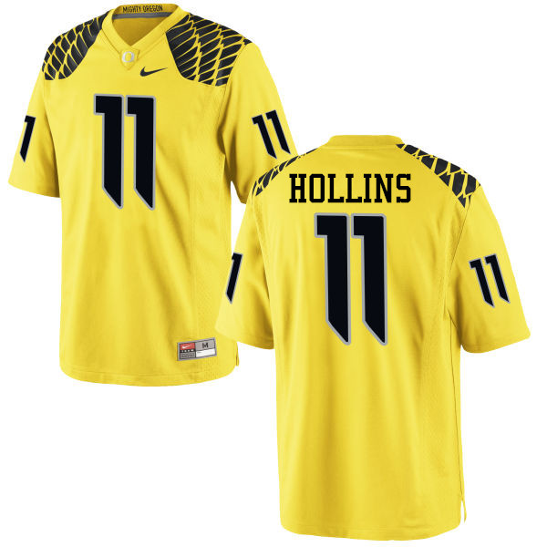 Men #11 Justin Hollins Oregon Ducks College Football Jerseys-Yellow - Click Image to Close